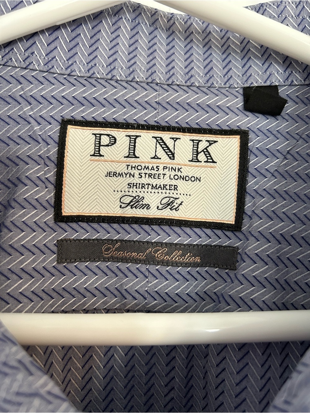 Thomas Pink Men's Slim Fit Dress Shirt in Light Blue Herringbone